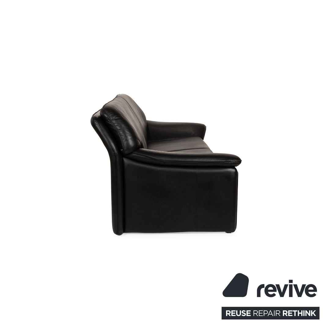 Laauser Atlanta Leather Sofa Set Black Three-Seater Armchair Couch