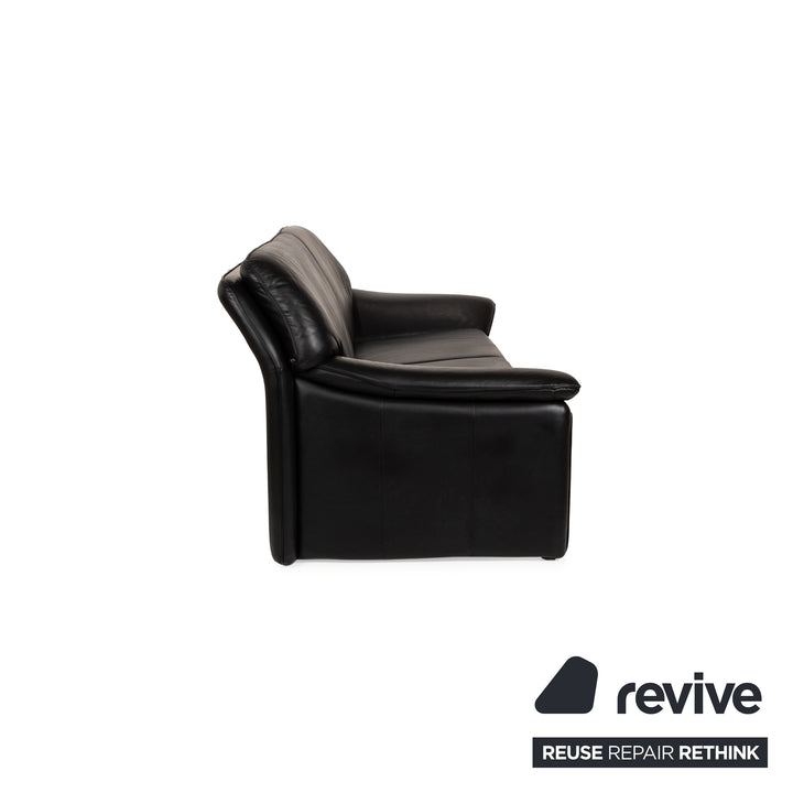 Laauser Atlanta Leather Sofa Set Black Three-Seater Armchair Couch