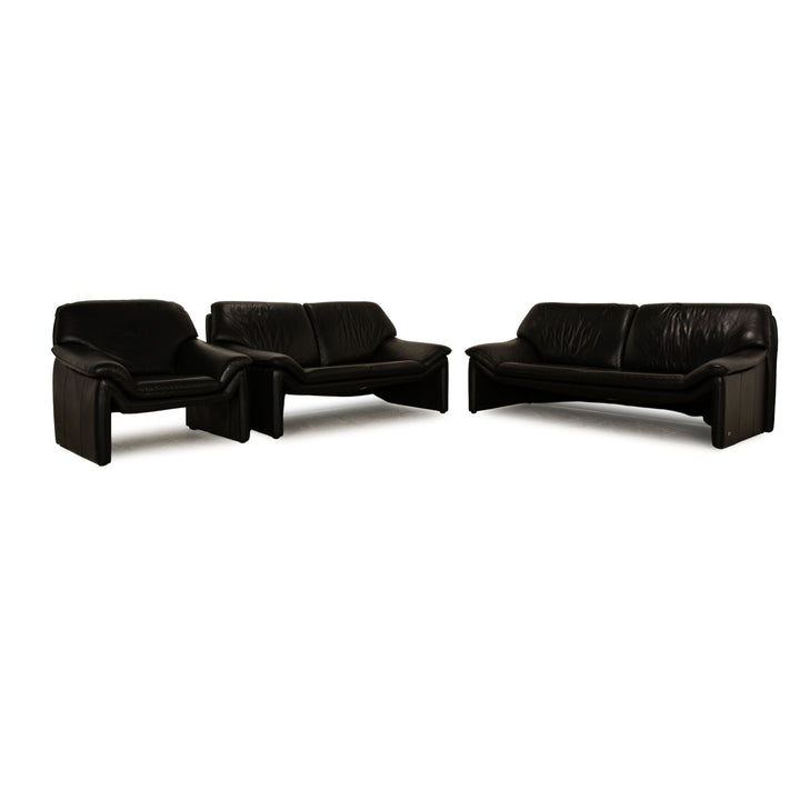 Laauser Atlanta leather sofa set black three-seater two-seater armchair couch