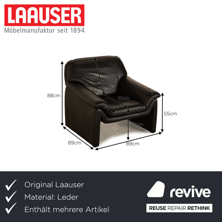 Laauser Atlanta leather sofa set black three-seater two-seater armchair couch