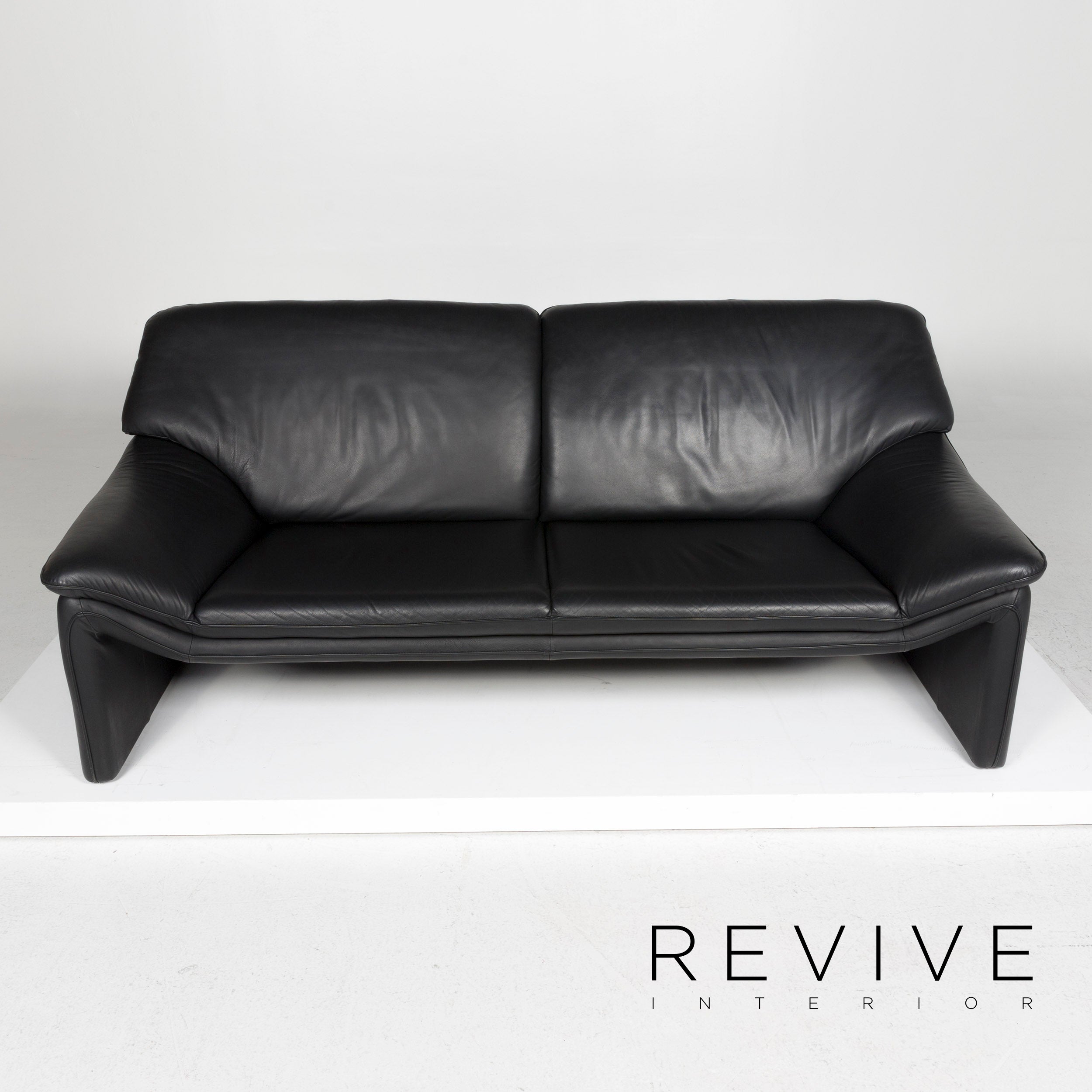 Laauser Atlanta Leather Sofa Black Three Seater Couch