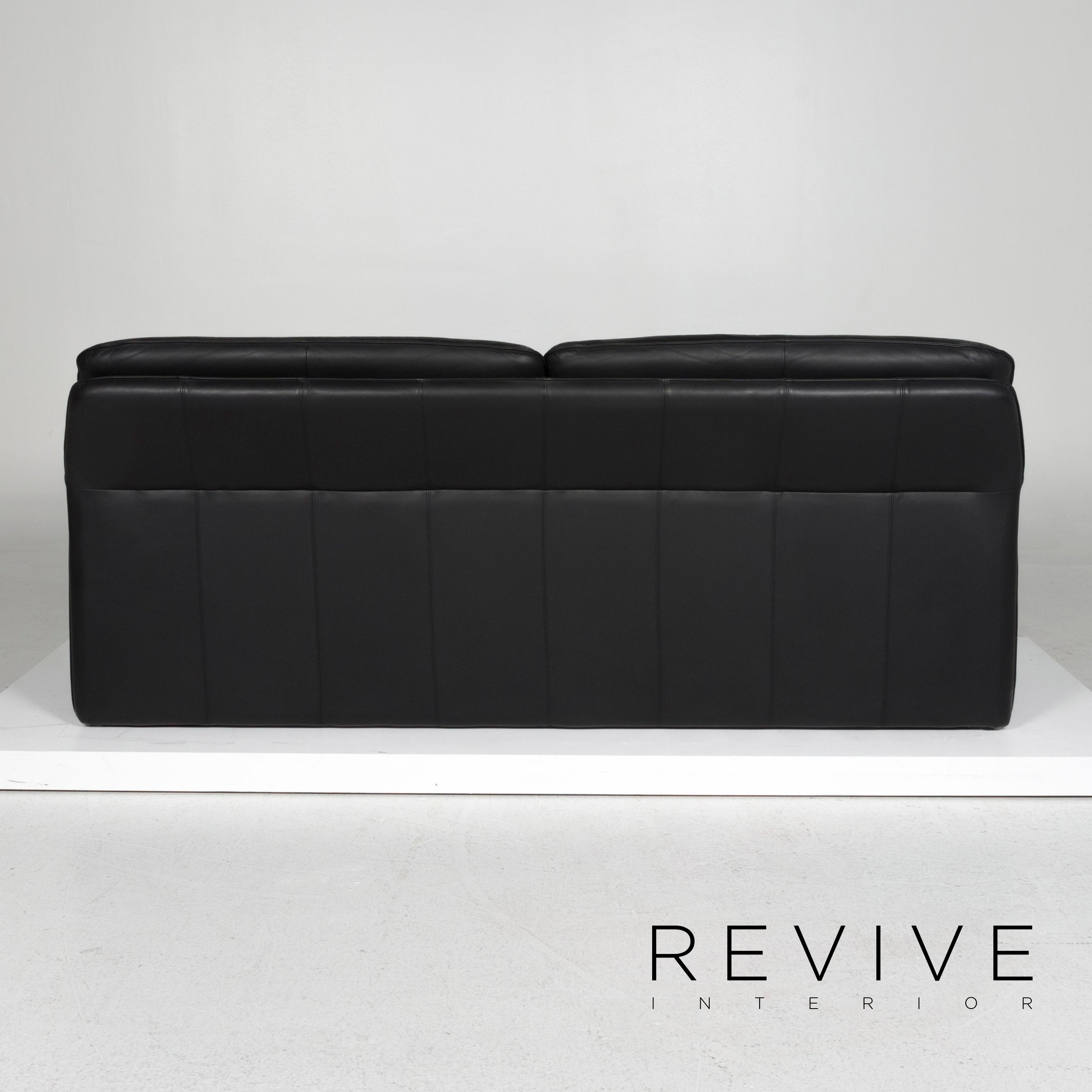 Laauser Atlanta Leather Sofa Black Three Seater Couch