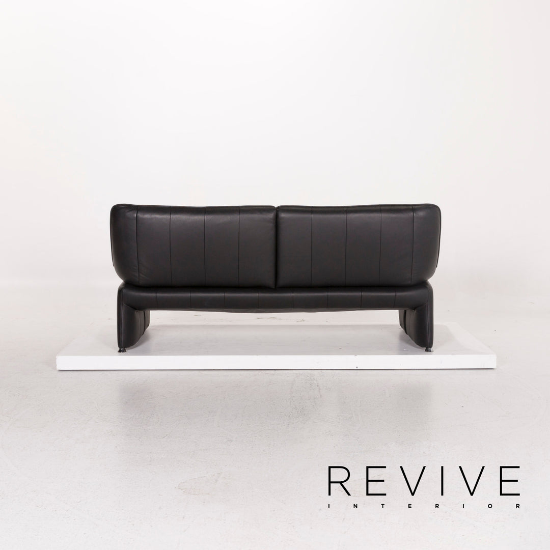 Laauser Flair Leather Sofa Black Three-Seater Couch #12371