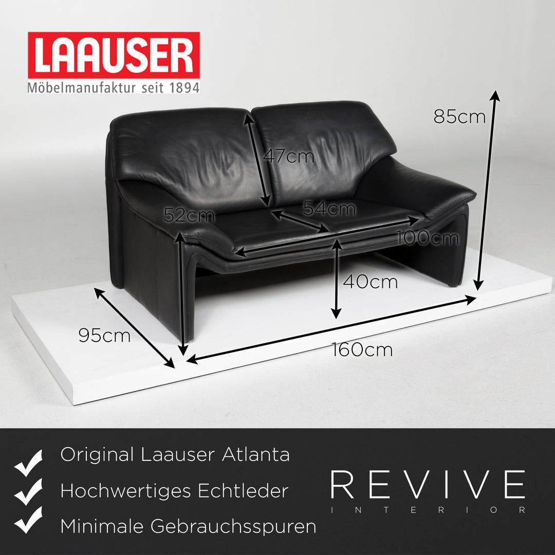 Laauser Atlanta Leder Sofa Garnitur Schwarz Dreisitzer Zweisitzer #11629