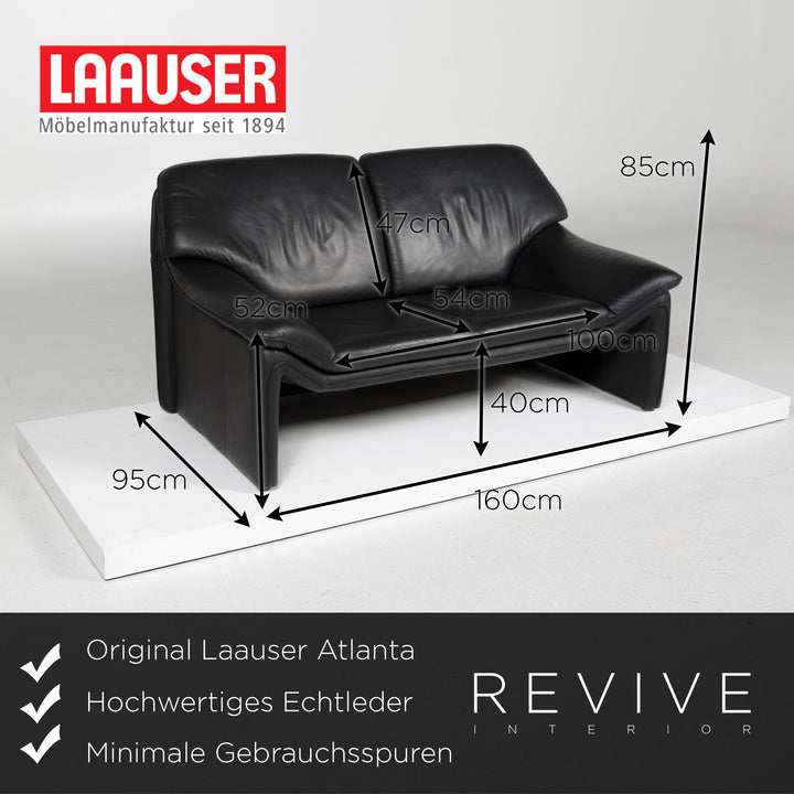 Laauser Atlanta Leder Sofa Garnitur Schwarz Dreisitzer Zweisitzer #11629
