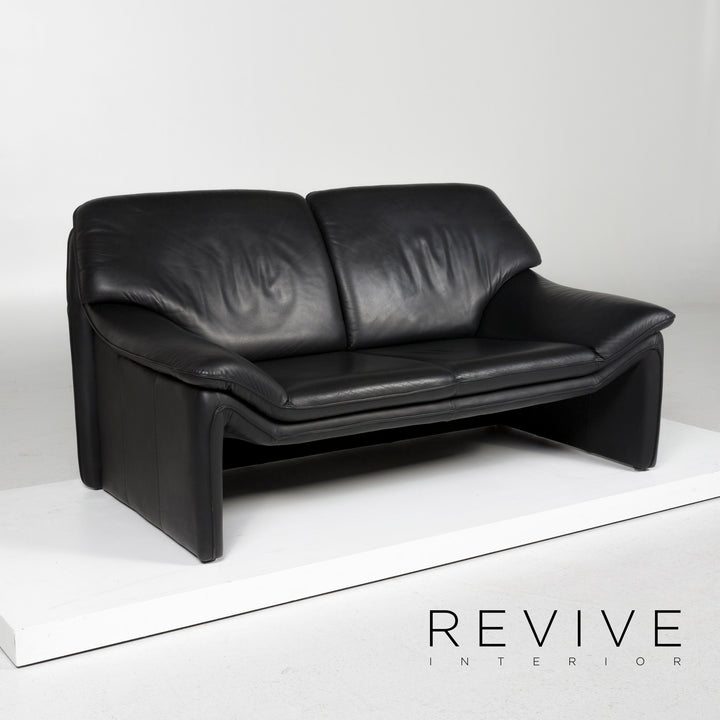Laauser Atlanta Leder Sofa Garnitur Schwarz Dreisitzer Zweisitzer #11629