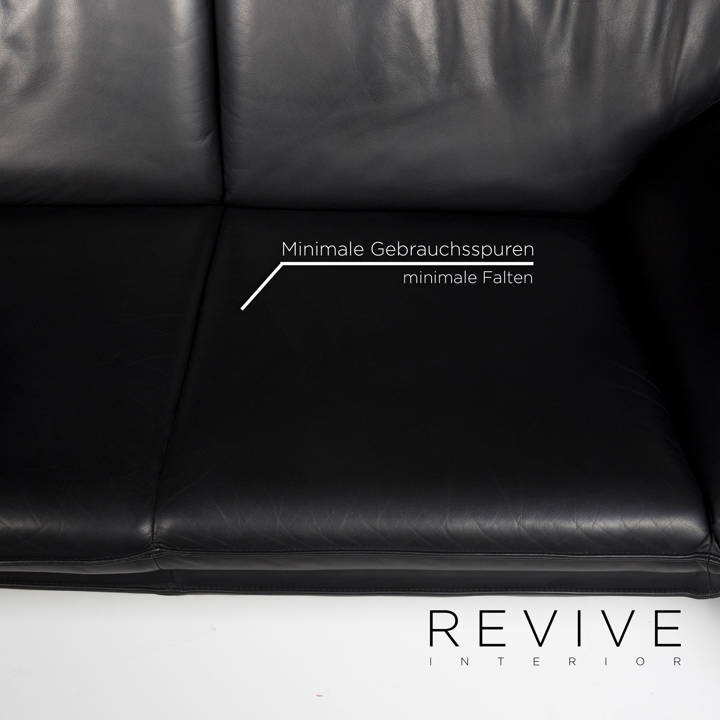Laauser Atlanta Leder Sofa Garnitur Schwarz Dreisitzer Zweisitzer #11629