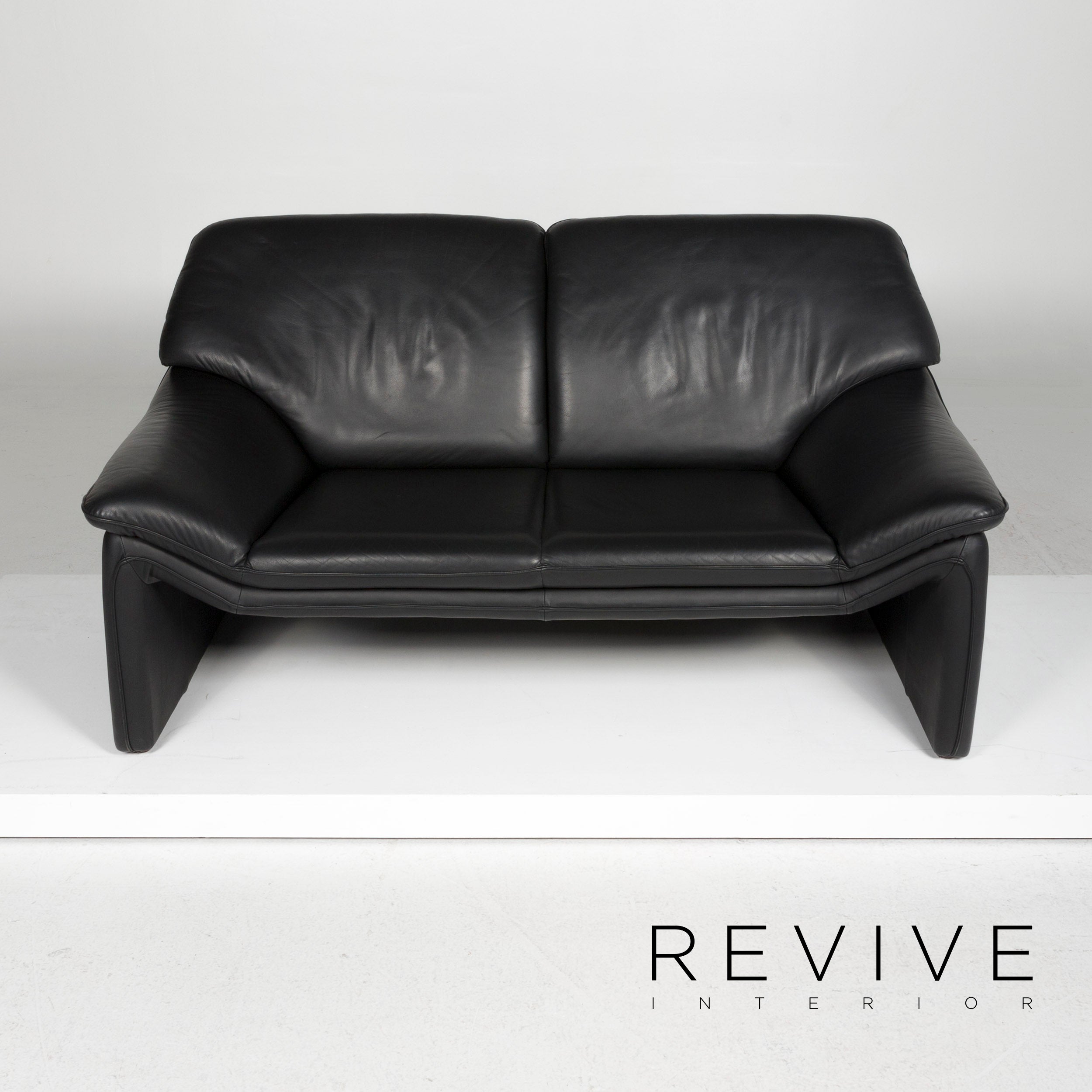 Laauser Atlanta Leder Sofa Garnitur Schwarz Dreisitzer Zweisitzer #11629