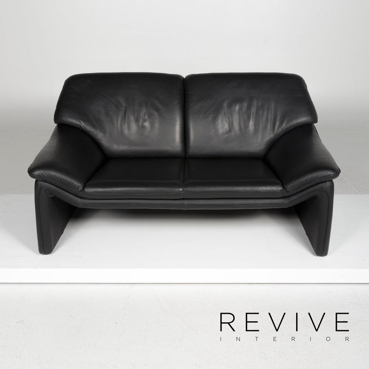 Laauser Atlanta Leder Sofa Garnitur Schwarz Dreisitzer Zweisitzer #11629