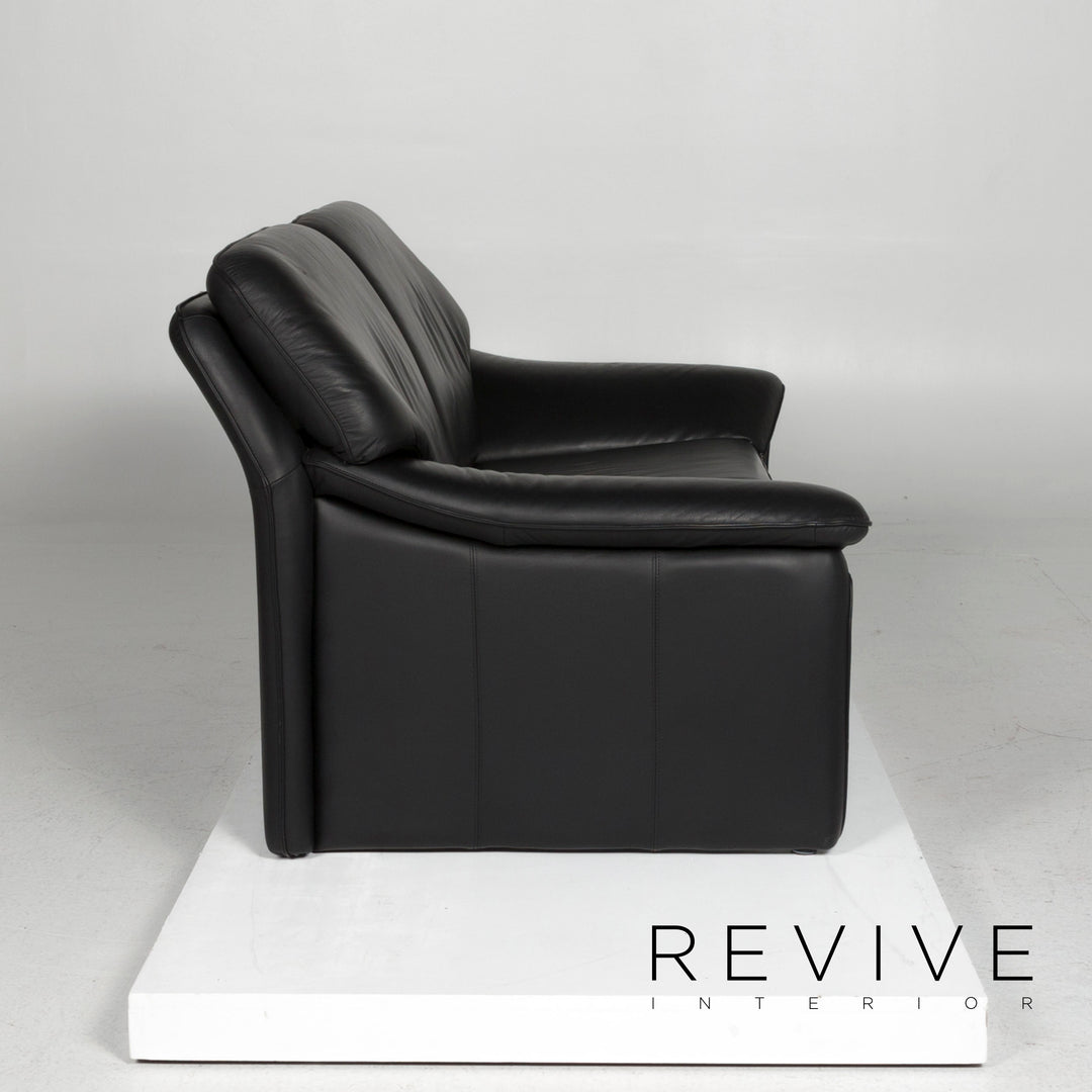 Laauser Atlanta Leder Sofa Garnitur Schwarz Dreisitzer Zweisitzer #11629