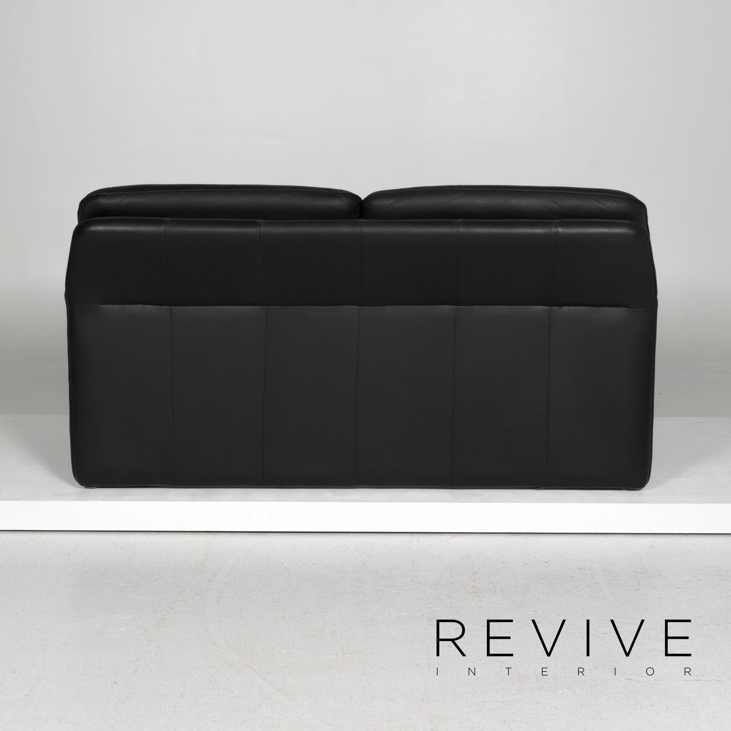 Laauser Atlanta Leder Sofa Garnitur Schwarz Dreisitzer Zweisitzer #11629