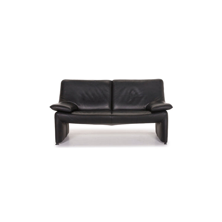 Laauser Flair Leather Sofa Black Two-Seater Couch #12373