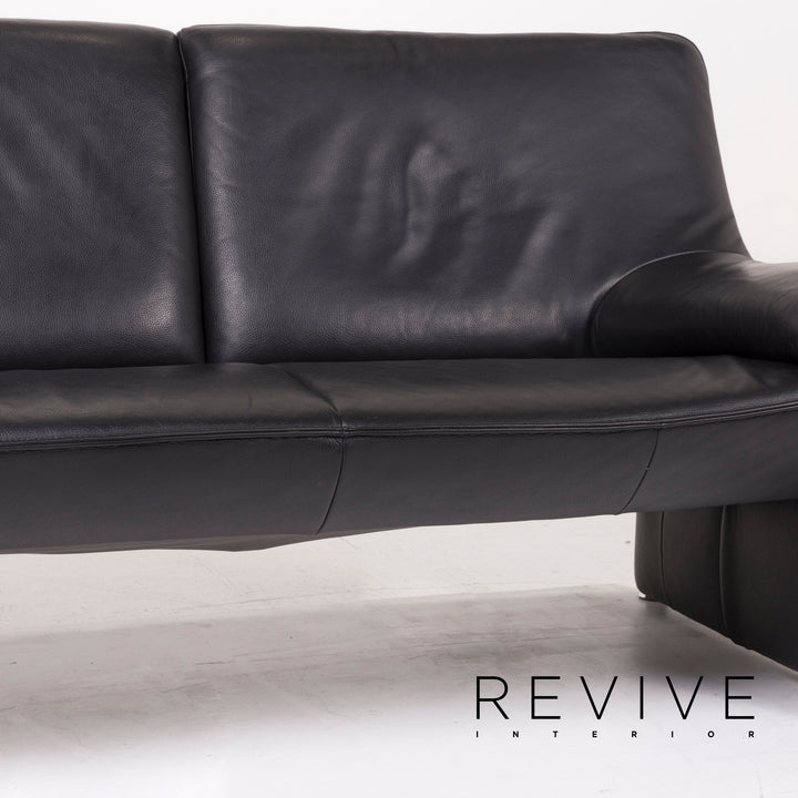 Laauser Flair Leather Sofa Black Two-Seater Couch #12373