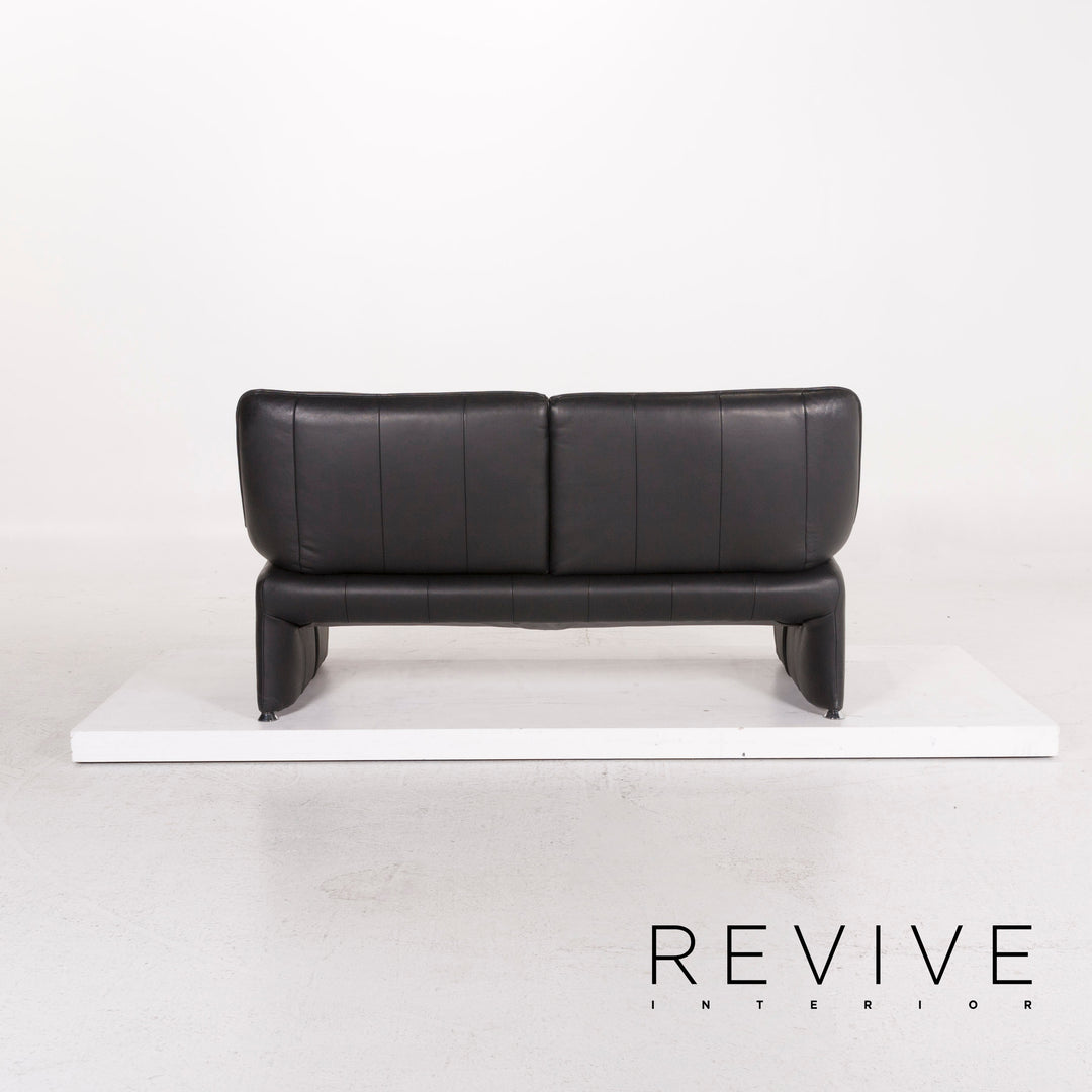 Laauser Flair Leather Sofa Black Two-Seater Couch #12373