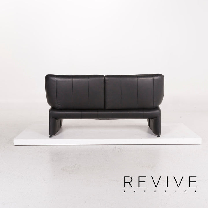 Laauser Flair Leather Sofa Black Two-Seater Couch #12373