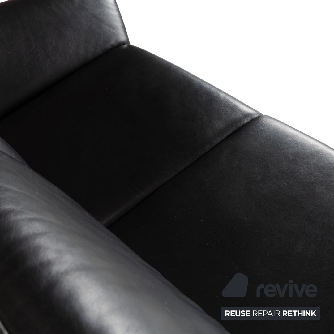 Laauser Atlanta Leder Sofa Schwarz Zweisitzer Couch