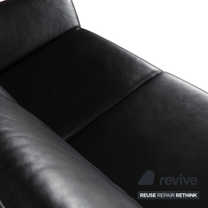 Laauser Atlanta Leder Sofa Schwarz Zweisitzer Couch