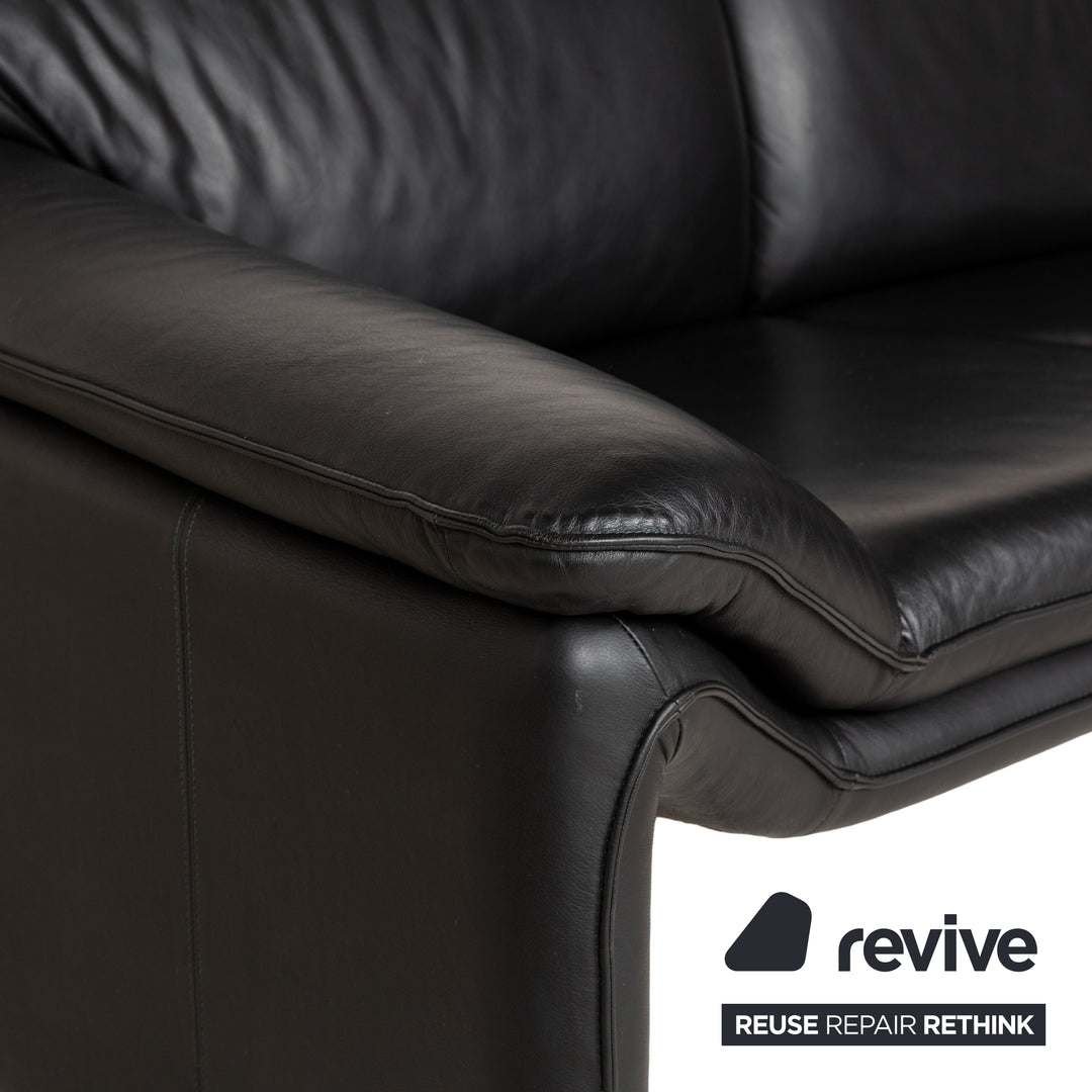 Laauser Atlanta Leder Sofa Schwarz Zweisitzer Couch