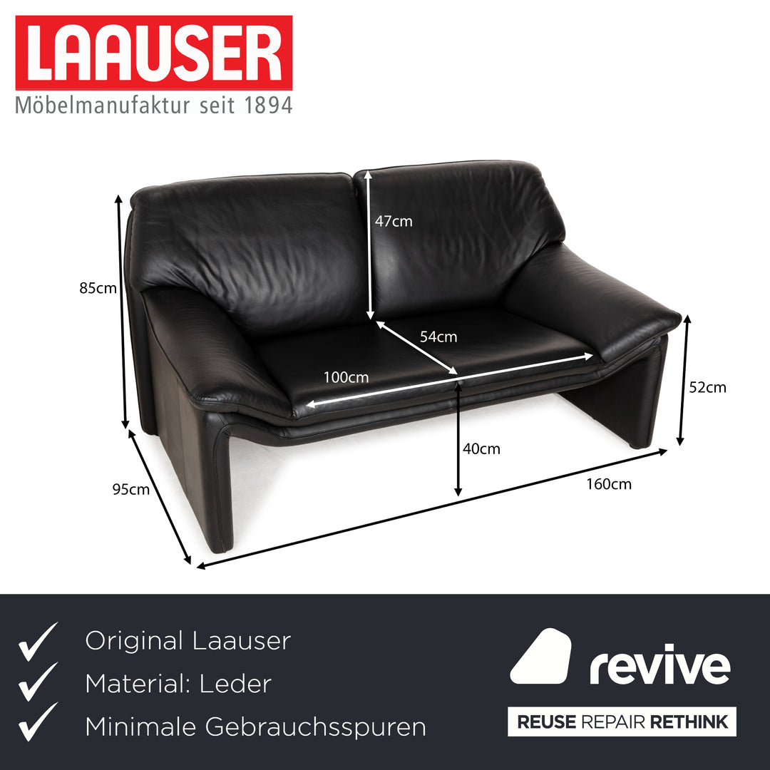 Laauser Atlanta Leder Sofa Schwarz Zweisitzer Couch