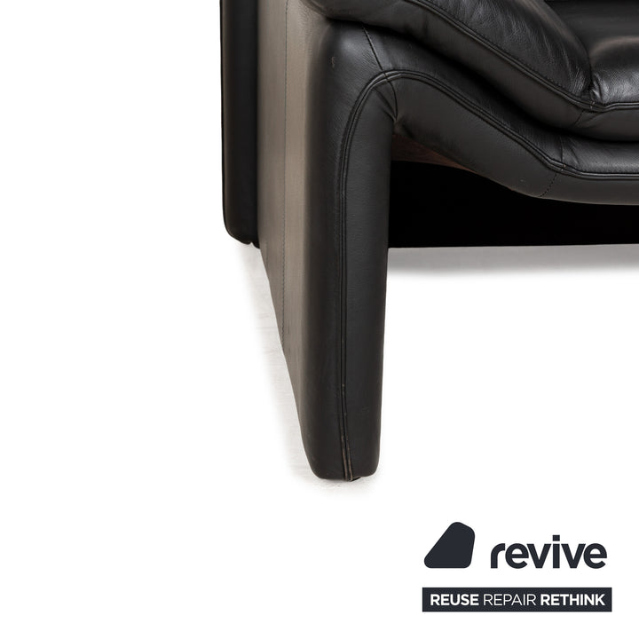 Laauser Atlanta Leder Sofa Schwarz Zweisitzer Couch