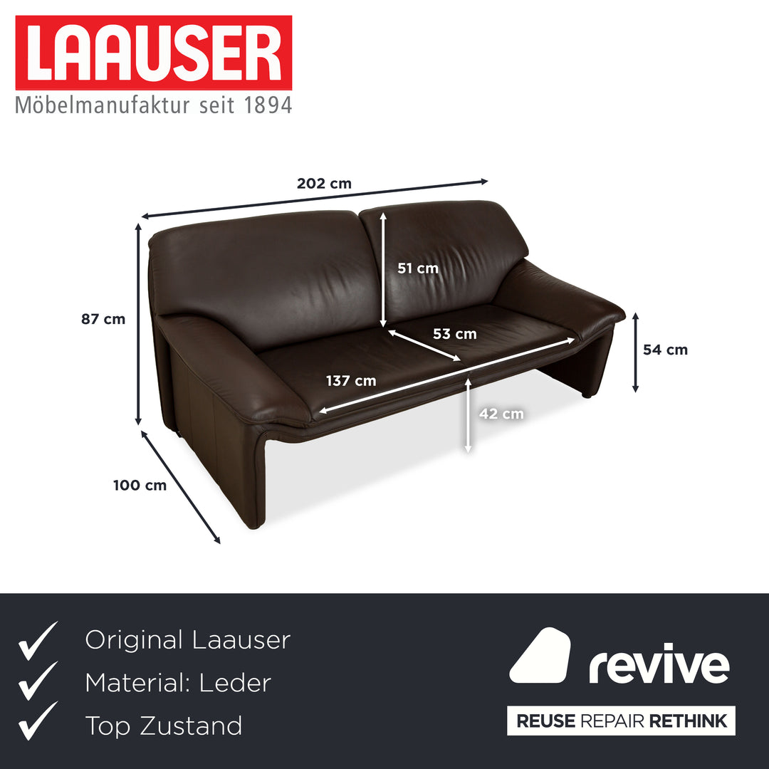 Laauser Atlanta Leather Two-Seater Brown Sofa Couch
