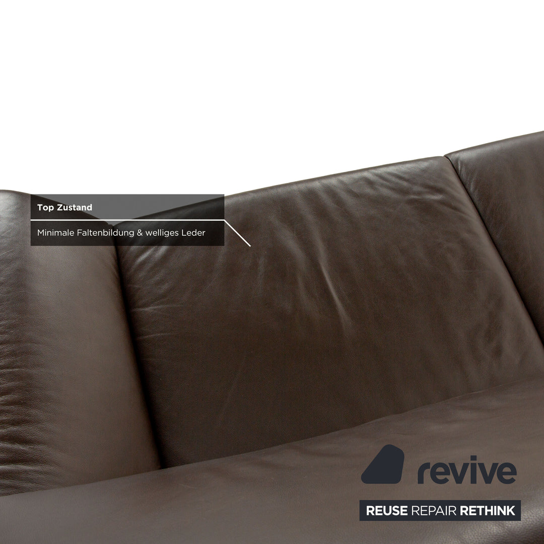 Canapé deux places en cuir marron Laauser Atlanta