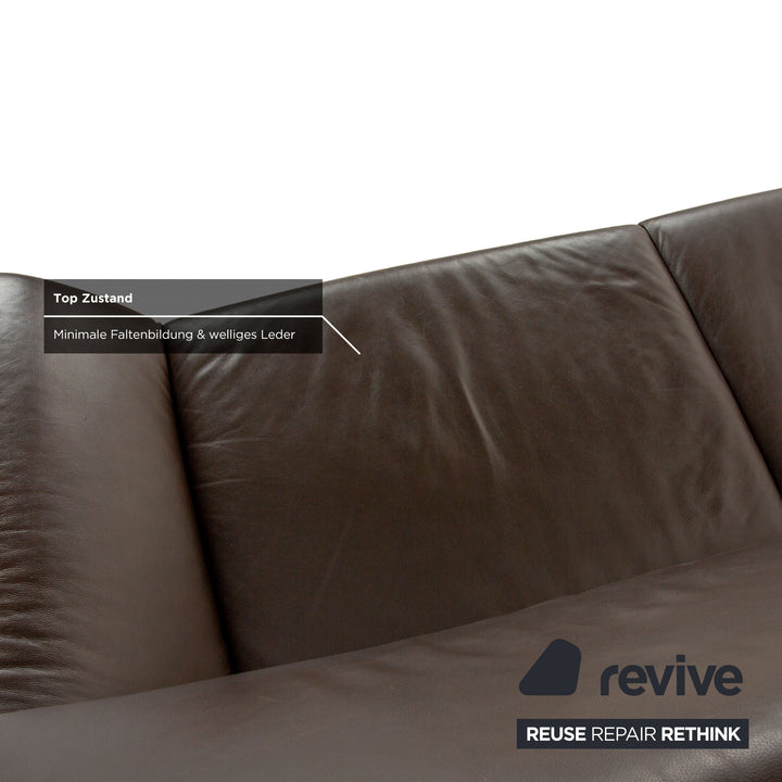 Canapé deux places en cuir marron Laauser Atlanta