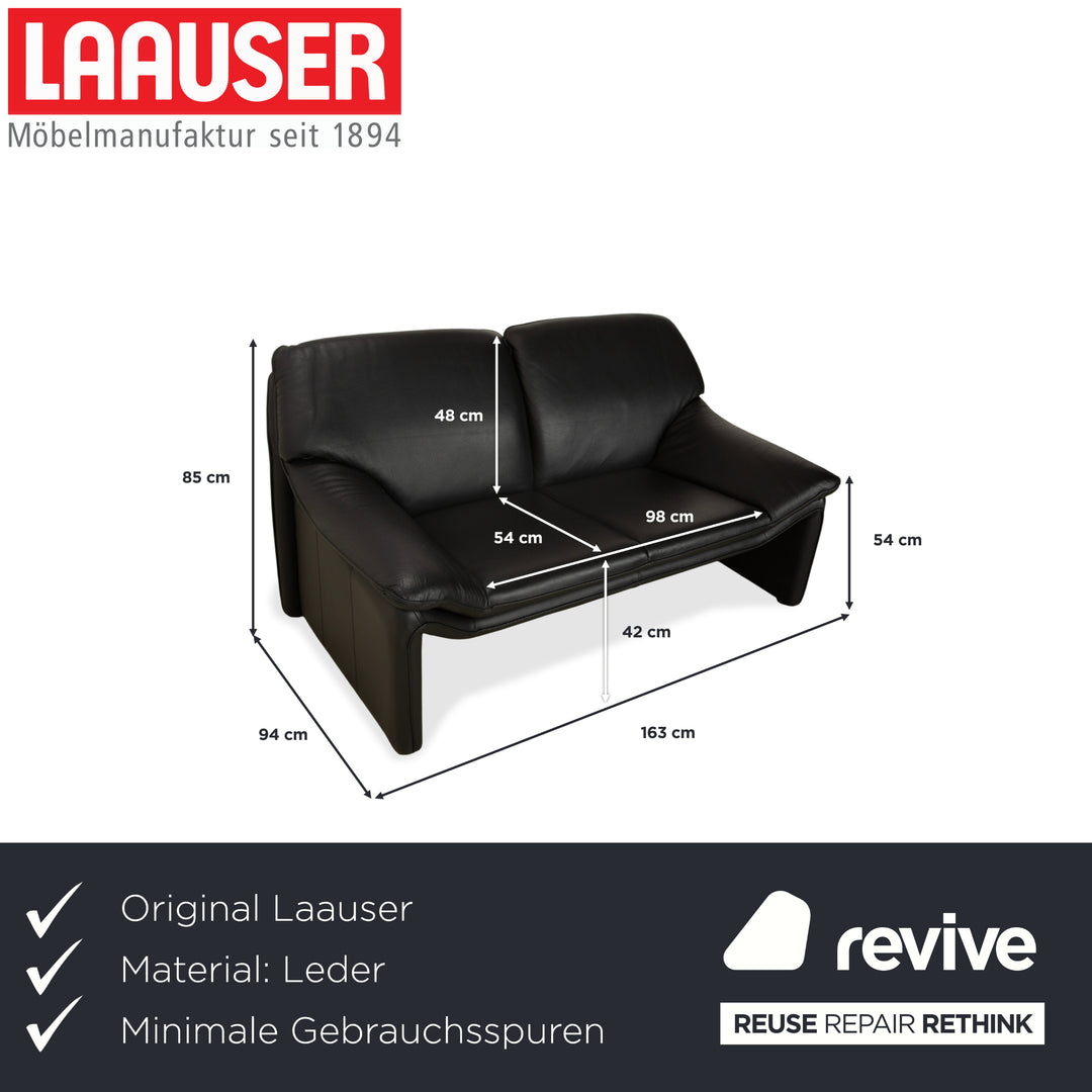 Laauser Atlanta Leder Zweisitzer Schwarz Sofa Couch