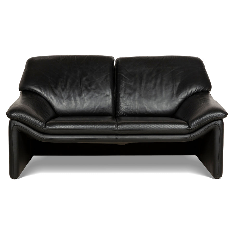 Laauser Atlanta Leather Two Seater Black Sofa Couch