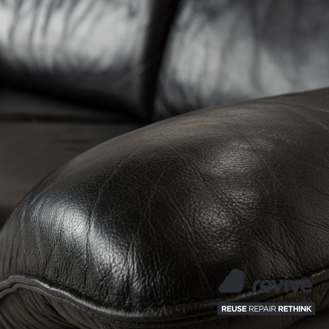 Laauser Atlanta Leder Zweisitzer Schwarz Sofa Couch