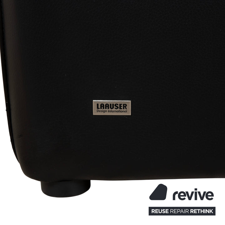 Laauser Atlanta Leather Two Seater Black Sofa Couch