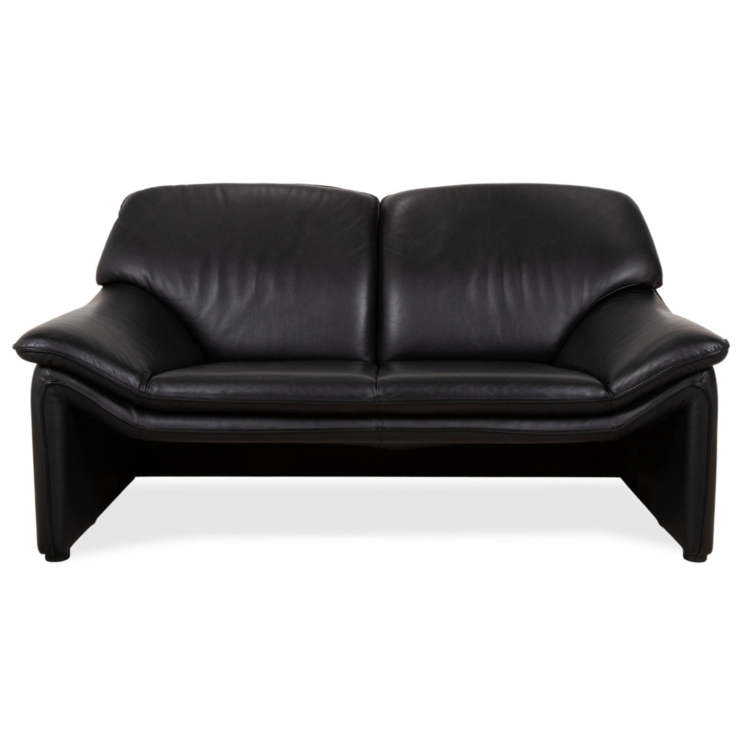 Laauser Atlanta Leather Two Seater Black Sofa Couch