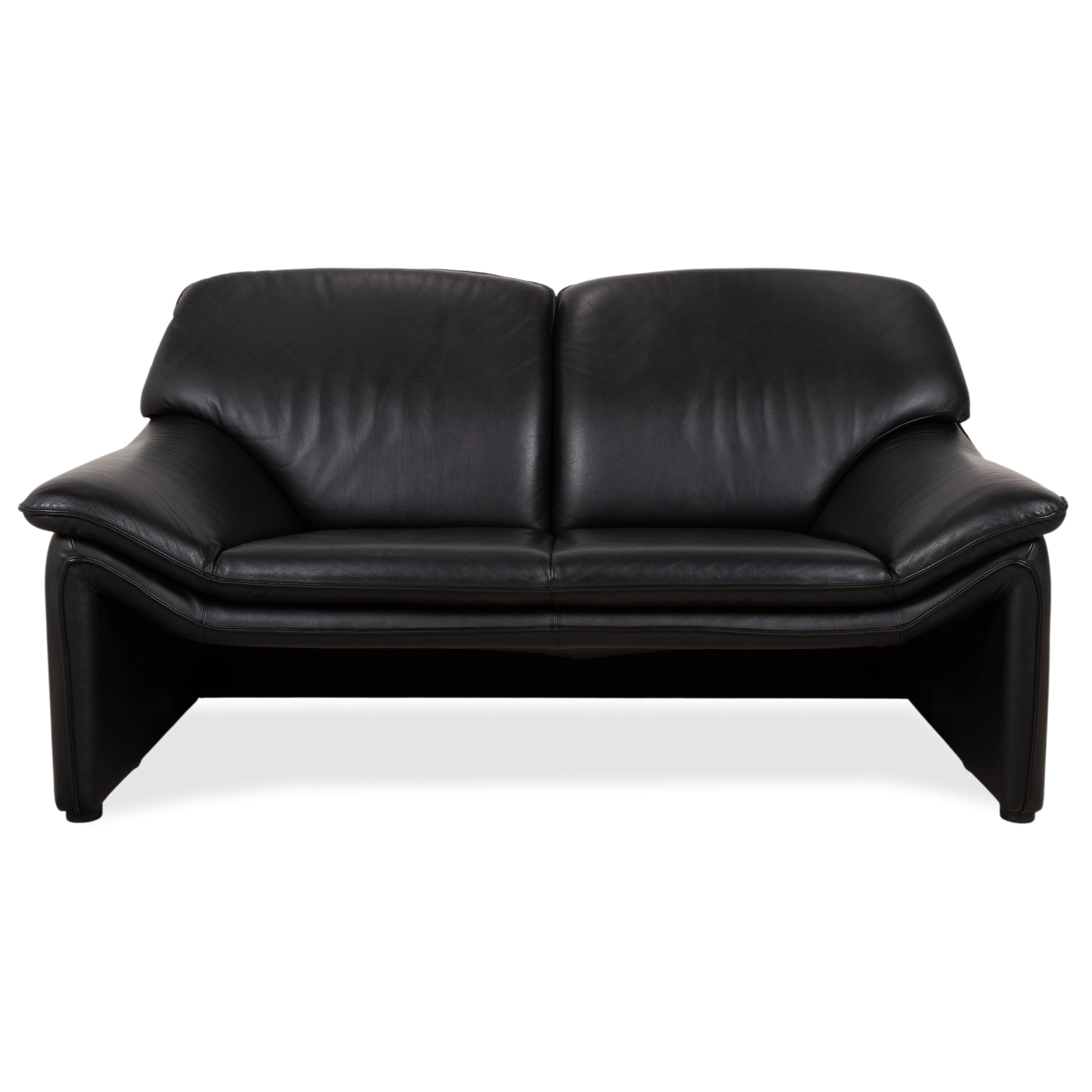 Laauser Atlanta Leather Two Seater Black Sofa Couch