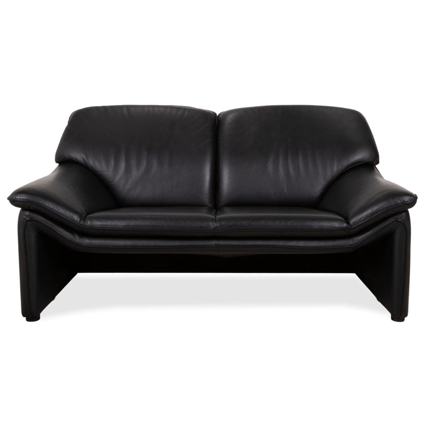Laauser Atlanta Leather Two Seater Black Sofa Couch