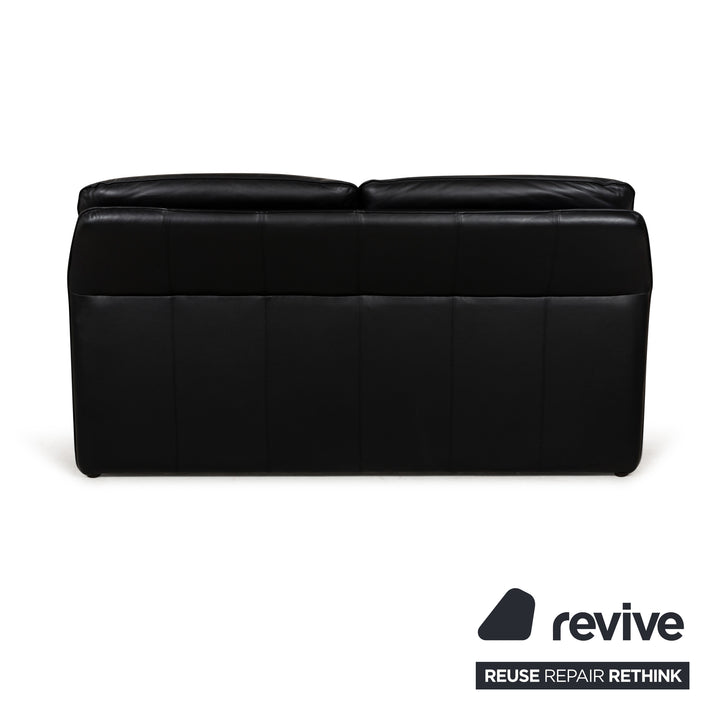 Laauser Atlanta Leather Two Seater Black Sofa Couch