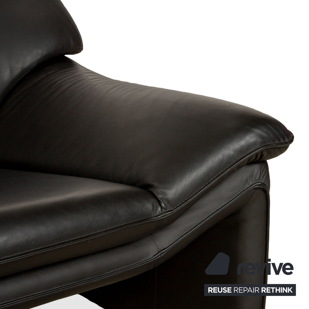 Laauser Atlanta Leder Zweisitzer Schwarz Sofa Couch