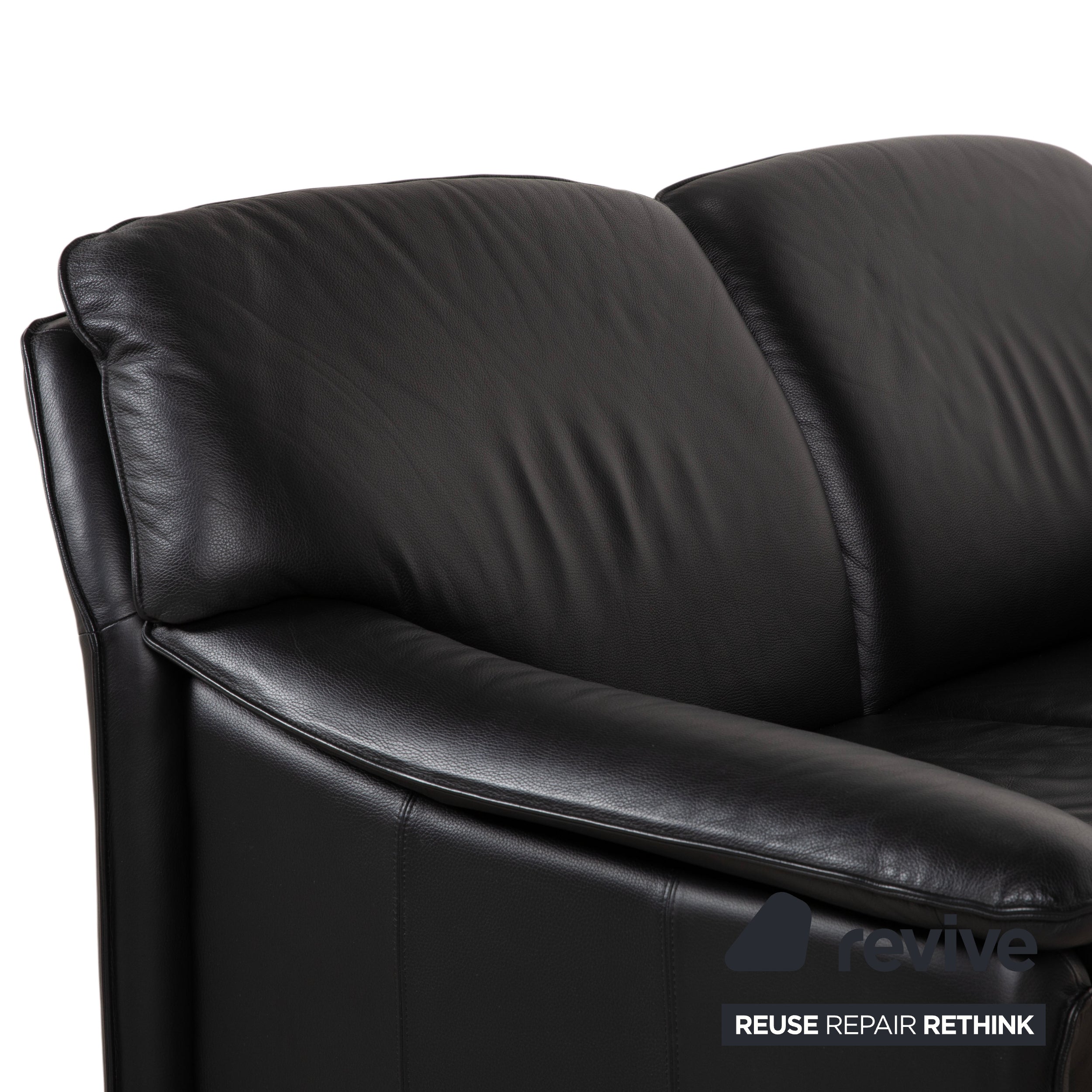 Laauser Atlanta Leather Two Seater Black Sofa Couch