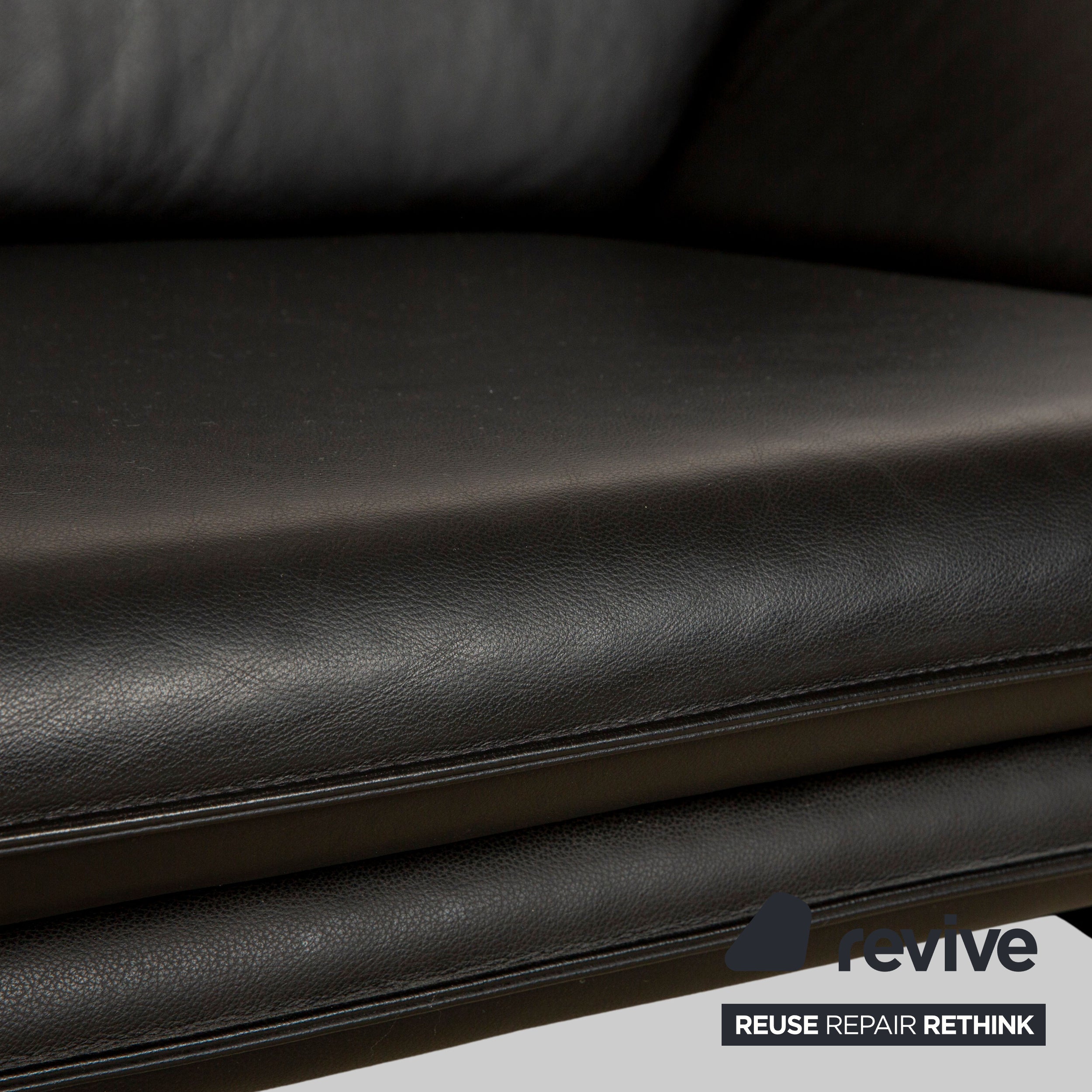 Laauser Atlanta Leder Zweisitzer Schwarz Sofa Couch