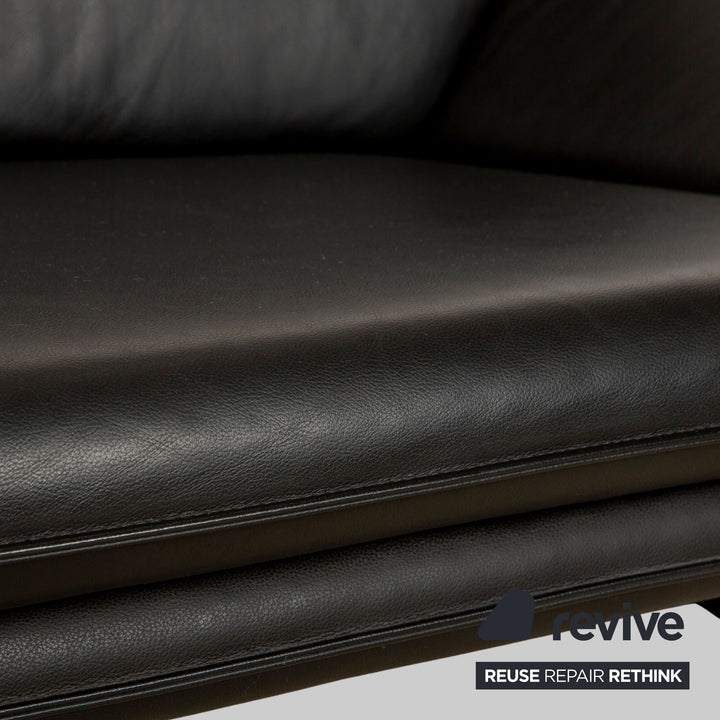 Laauser Atlanta Leder Zweisitzer Schwarz Sofa Couch