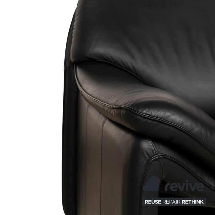 Laauser Atlanta Leather Two Seater Black Sofa Couch