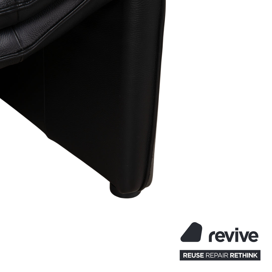 Laauser Atlanta Leder Zweisitzer Schwarz Sofa Couch