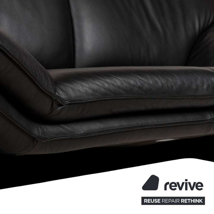 Laauser Atlanta Leather Two Seater Black Sofa Couch