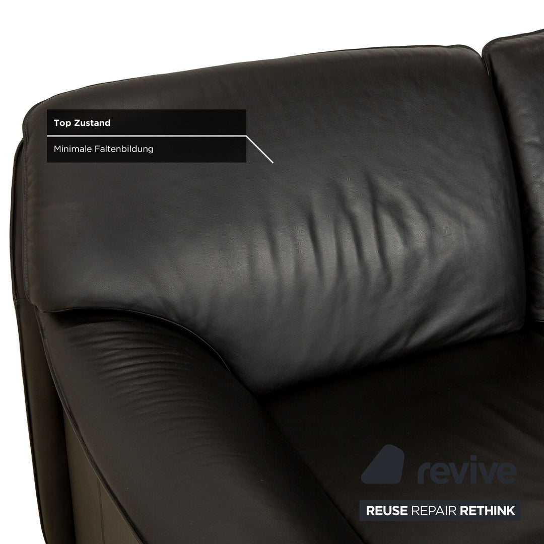 Laauser Atlanta Leder Zweisitzer Schwarz Sofa Couch