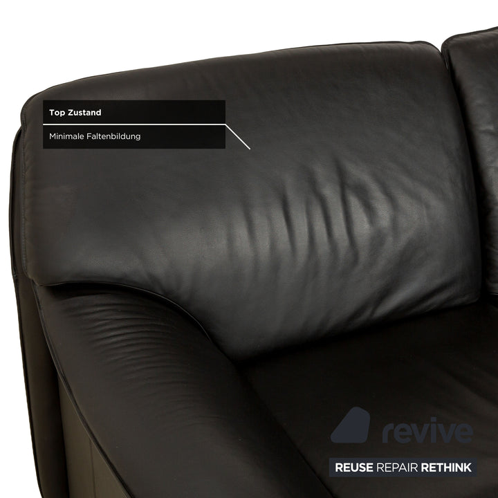 Laauser Atlanta Leder Zweisitzer Schwarz Sofa Couch