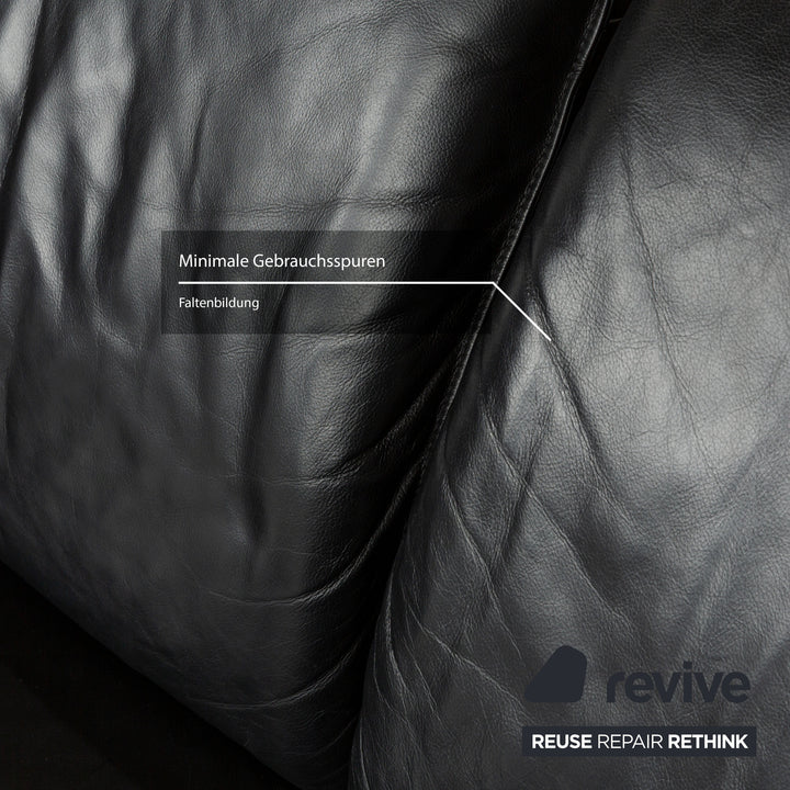 Laauser Atlanta Leder Zweisitzer Schwarz Sofa Couch