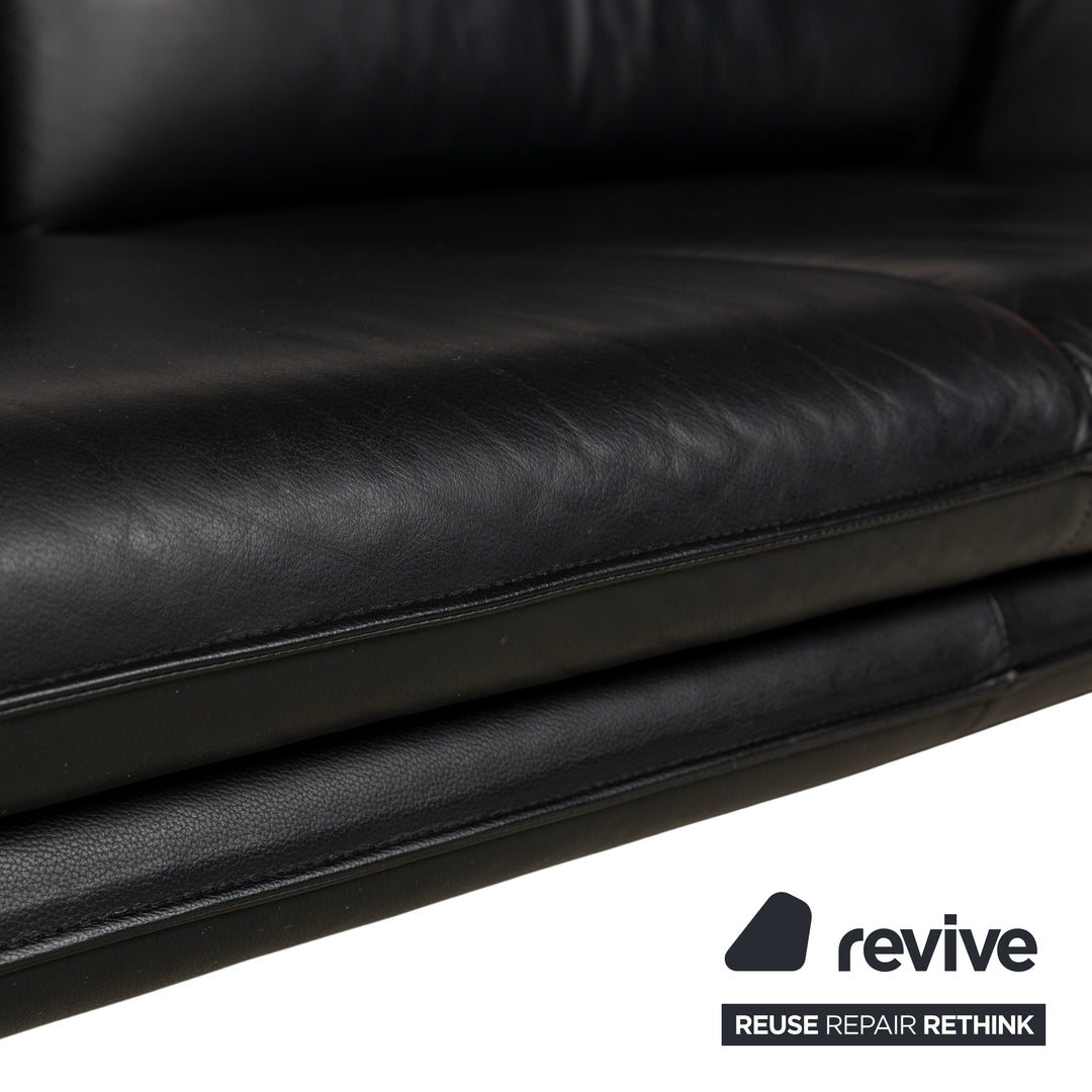 Laauser Atlanta Leather Two Seater Black Sofa Couch