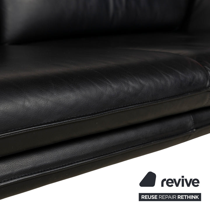 Laauser Atlanta Leather Two Seater Black Sofa Couch