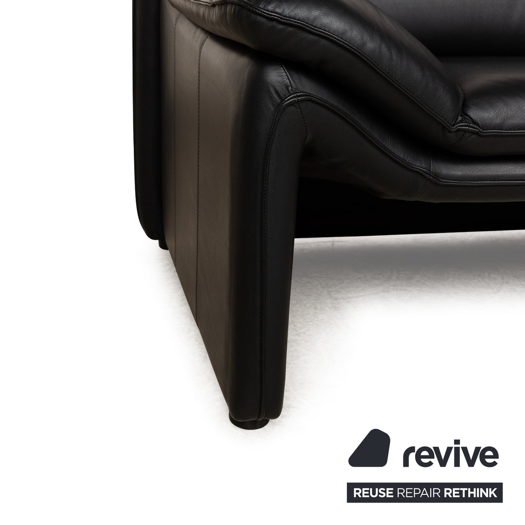 Laauser Atlanta Leather Two Seater Black Sofa Couch