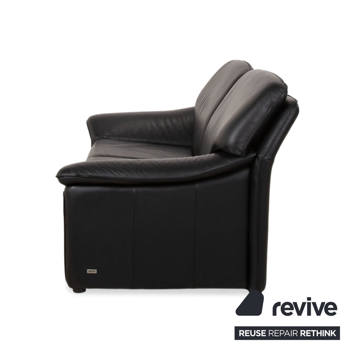 Laauser Atlanta Leather Two Seater Black Sofa Couch