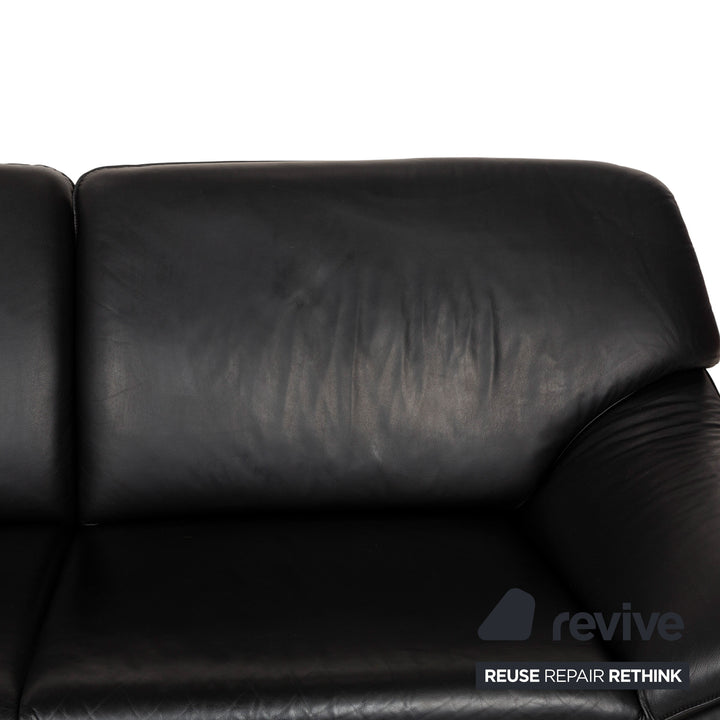 Laauser Atlanta Leather Two Seater Black Sofa Couch